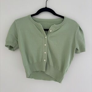Mint Green Button-Up Knit Top